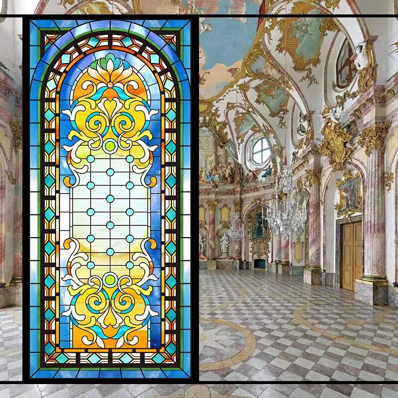 Vintage Self-adhesive Window Film Frosted Stained Privacy Glass Sticker Decor