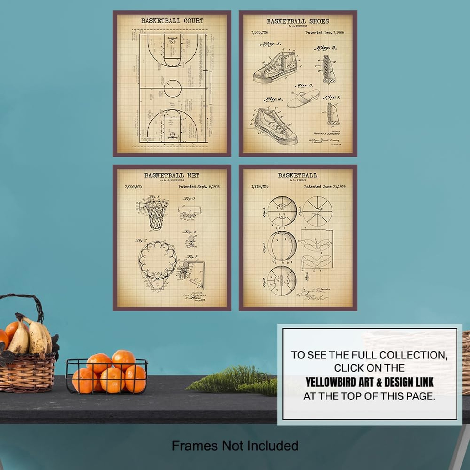 Basketball Patent Prints – Cool Unique Gift or Home Decor for Boys Room, Kids…