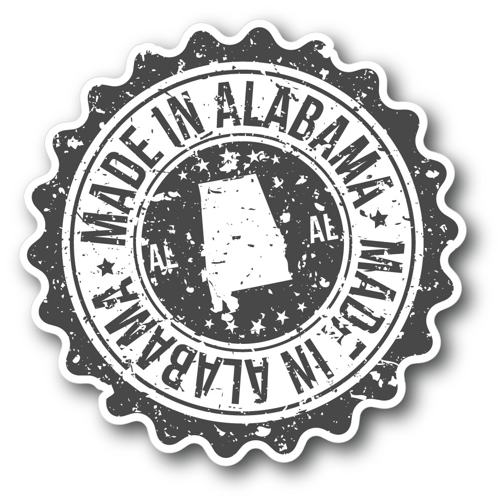 Made In Alabama USA State Vintage Grunge Vinyl Sticker Decal