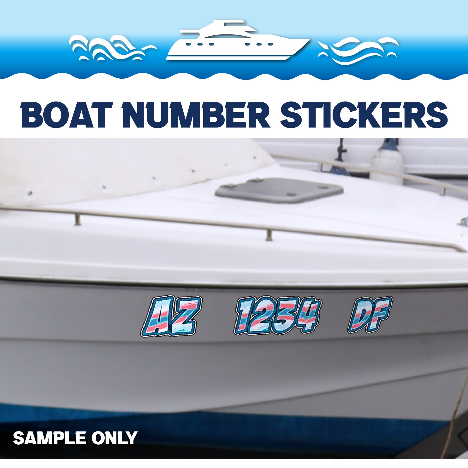 3 inch 2x Watercraft Number Custom Boat Registration Stickers3 inch Gradient