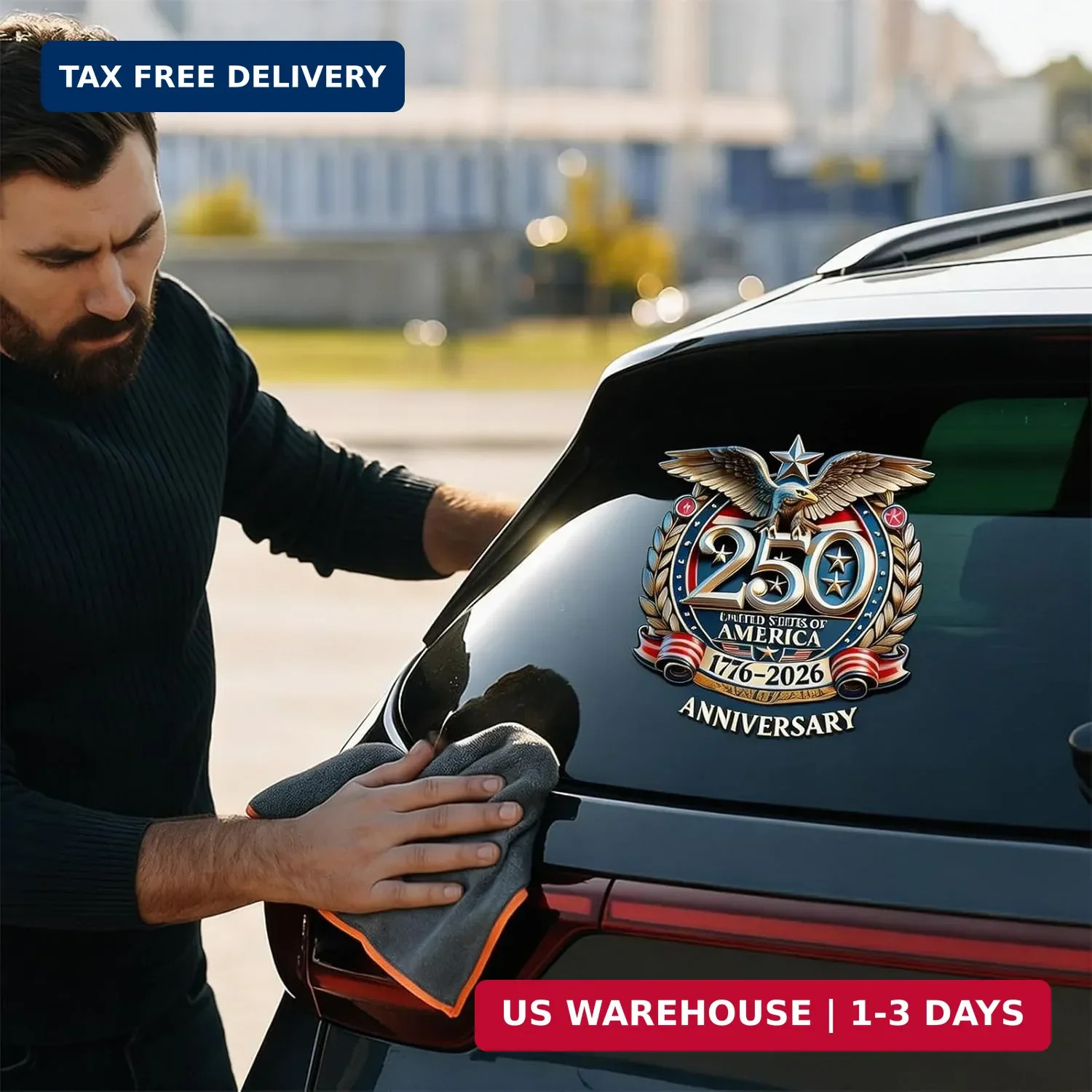 4 pcs 250th Anniversary USA Car Decal Sticker,1776-2026 Patriotic Colorful FAST