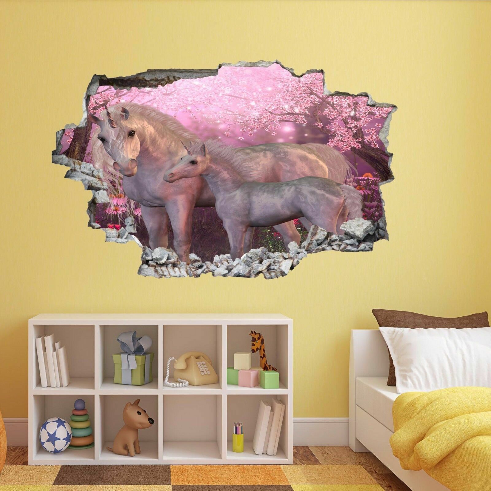 Unicorns Fairy Tale Magical Fairyland Fantasy Wall Sticker Mural Decal Kids AZ22