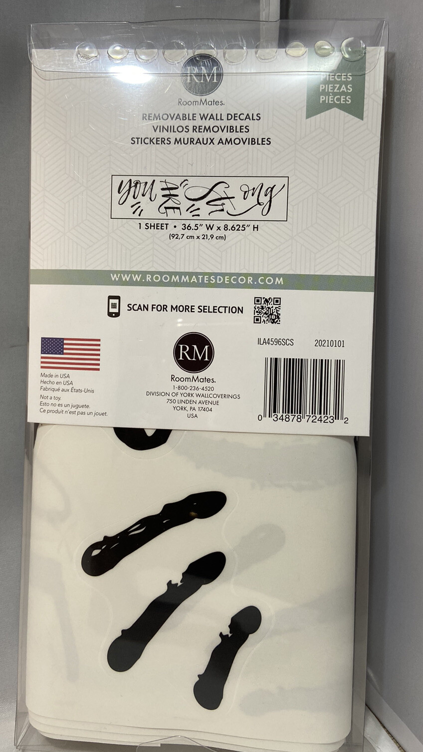 RoomMates Removable Peel and Stick Wall Decals (1 Sheet) – New In Box