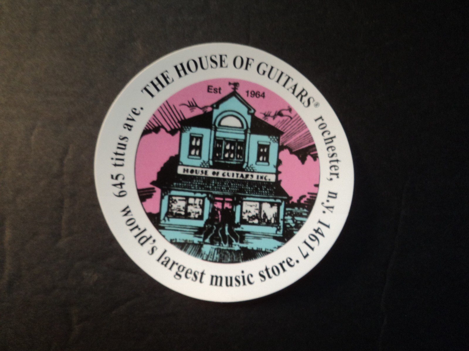 Authentic House Of Guitars Vinyl Decal Sticker Record Shop Rochester NY