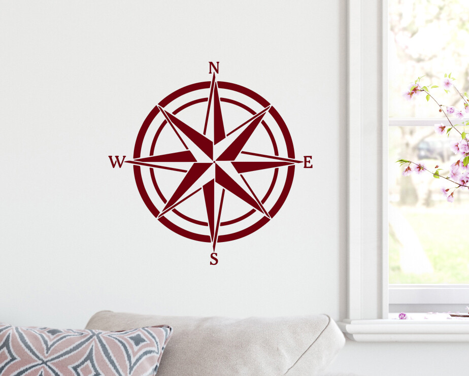 Compass Rose Vinyl Decal V4 | Travel Wander Adventure Camping | Die Cut Sticker