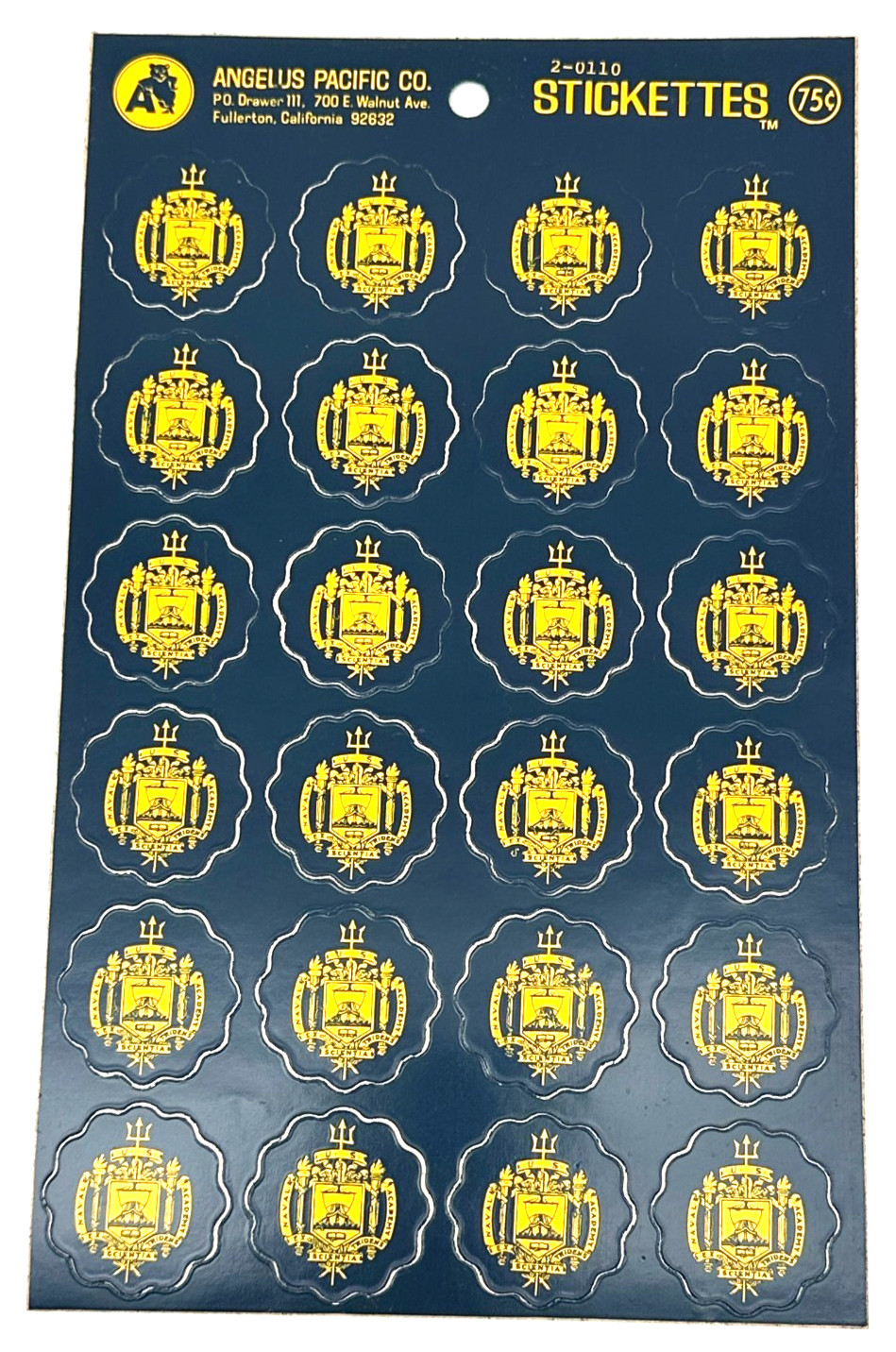 Vintage US Naval Academy Stickette Decal Sheet Unused Military College Crest
