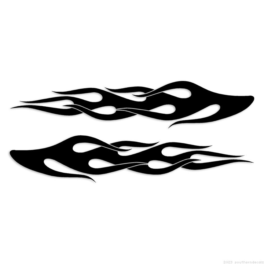 Pair Flames Fire – Decal Sticker – Multiple Colors & Sizes – ebn7290