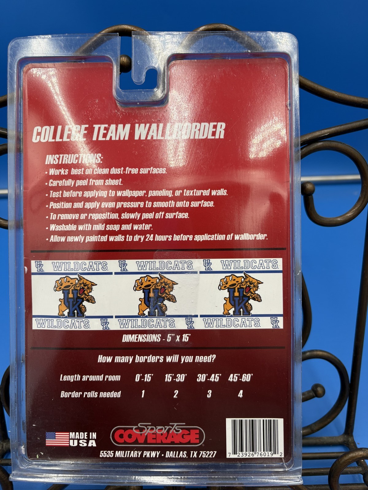University of Kentucky Wildcats Peel & Stick College Wall Border Decal 5"x15'