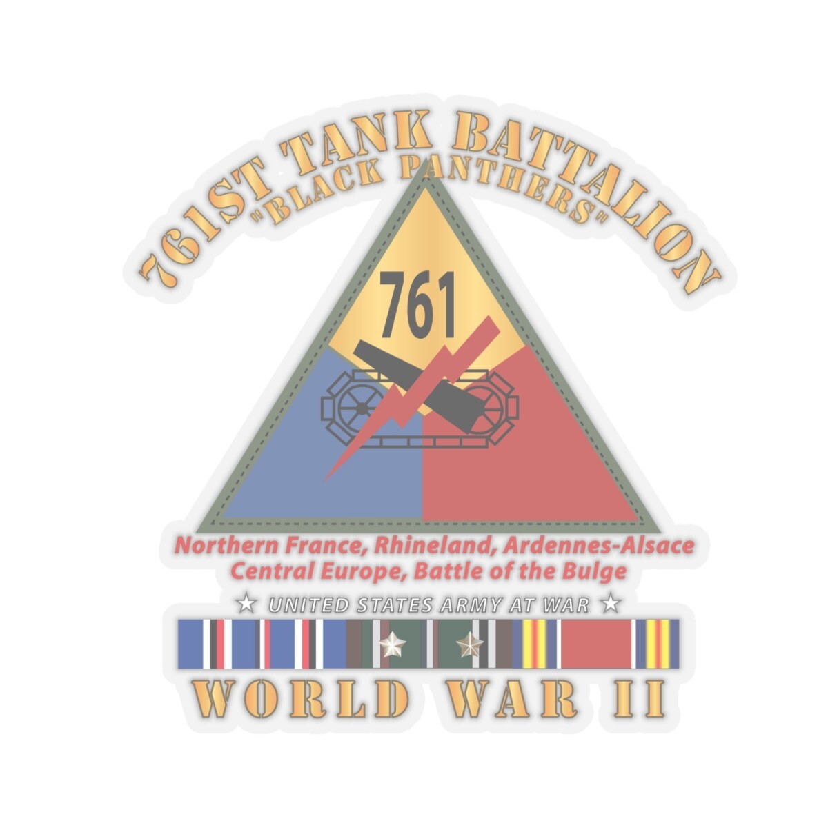 Kiss-Cut Stickers – Army – 761st Tank Battalion – Black Panthers – w SSI WWII E