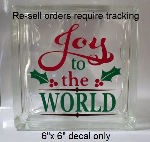 Joy to the World Christmas decal sticker for DIY 8" glass block
