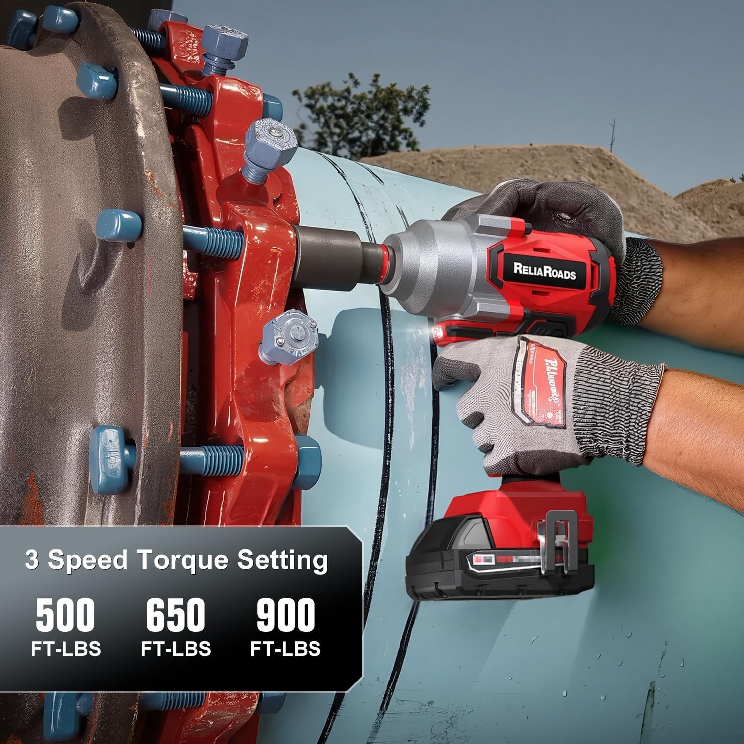 900 Ft-lbs Cordless Impact Wrench, 1/2 Inch Impact Gun Compatible MilWauke 18…