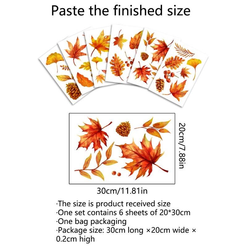 Wall Stickers Window Static Decal Home Furniture PVC Autumn Maple Leaf