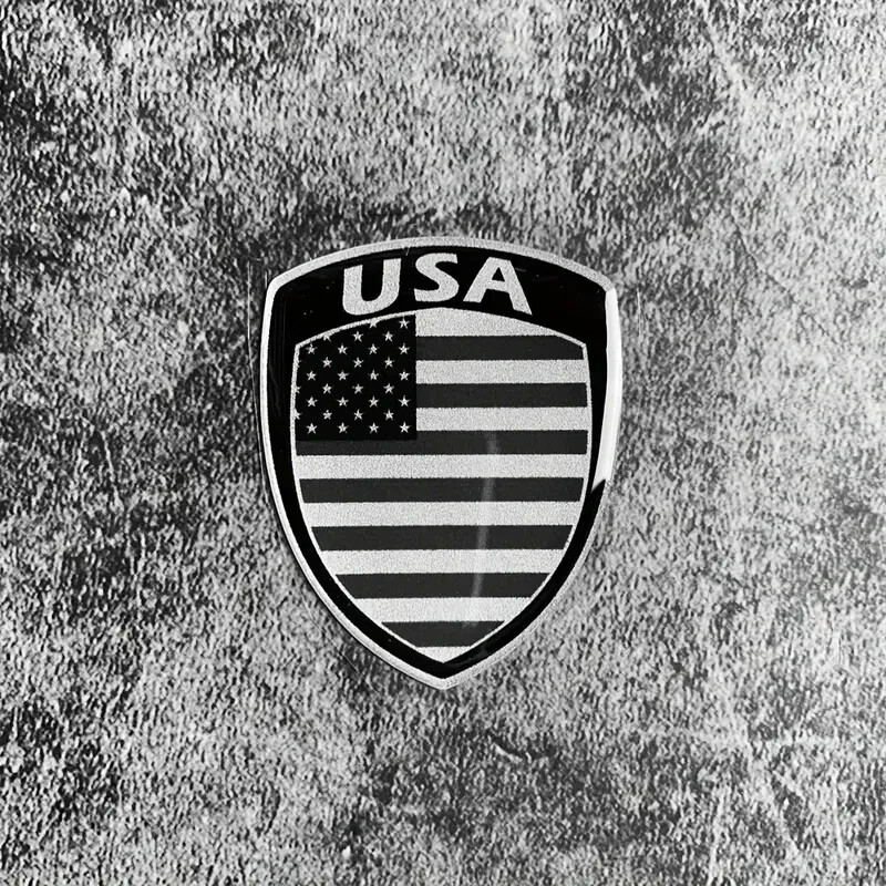 American flag 3D Sticker Dome America Silvery Black Flag Silicone Stickers 2pk