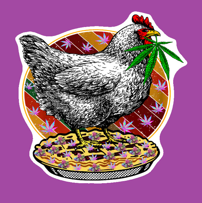 Vinyl Decal Chicken Pot Pie Weed Sticker Weatherproof UV Safe Added Layer