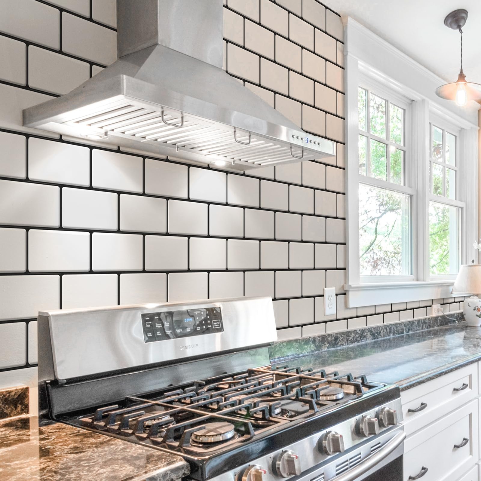 Faux Ceramic Subway Tile Peel And Stick Backsplash 10 Pack White 12.6 x 10.6…