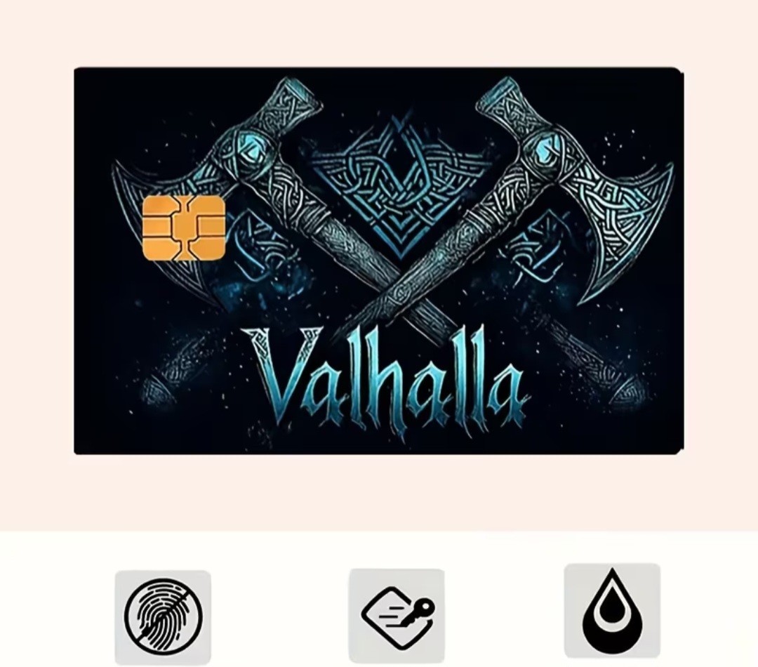 Valhala Credit Card Skin Blue Sticker Free Shipping US Seller