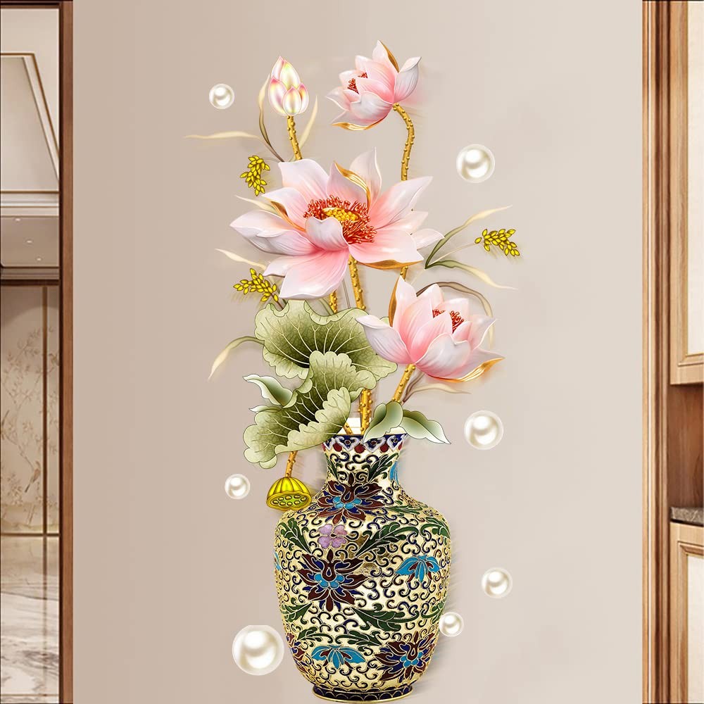 Dechom Chinese Style Lotus Flower Classical 11.8" × 35.4", Vase