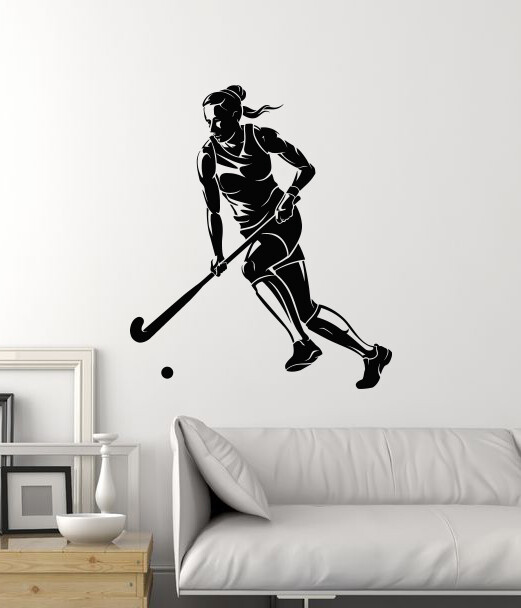 Vinyl Wall Decal Field Hockey Woman Girl Player Sports Decor Stickers (ig5939)