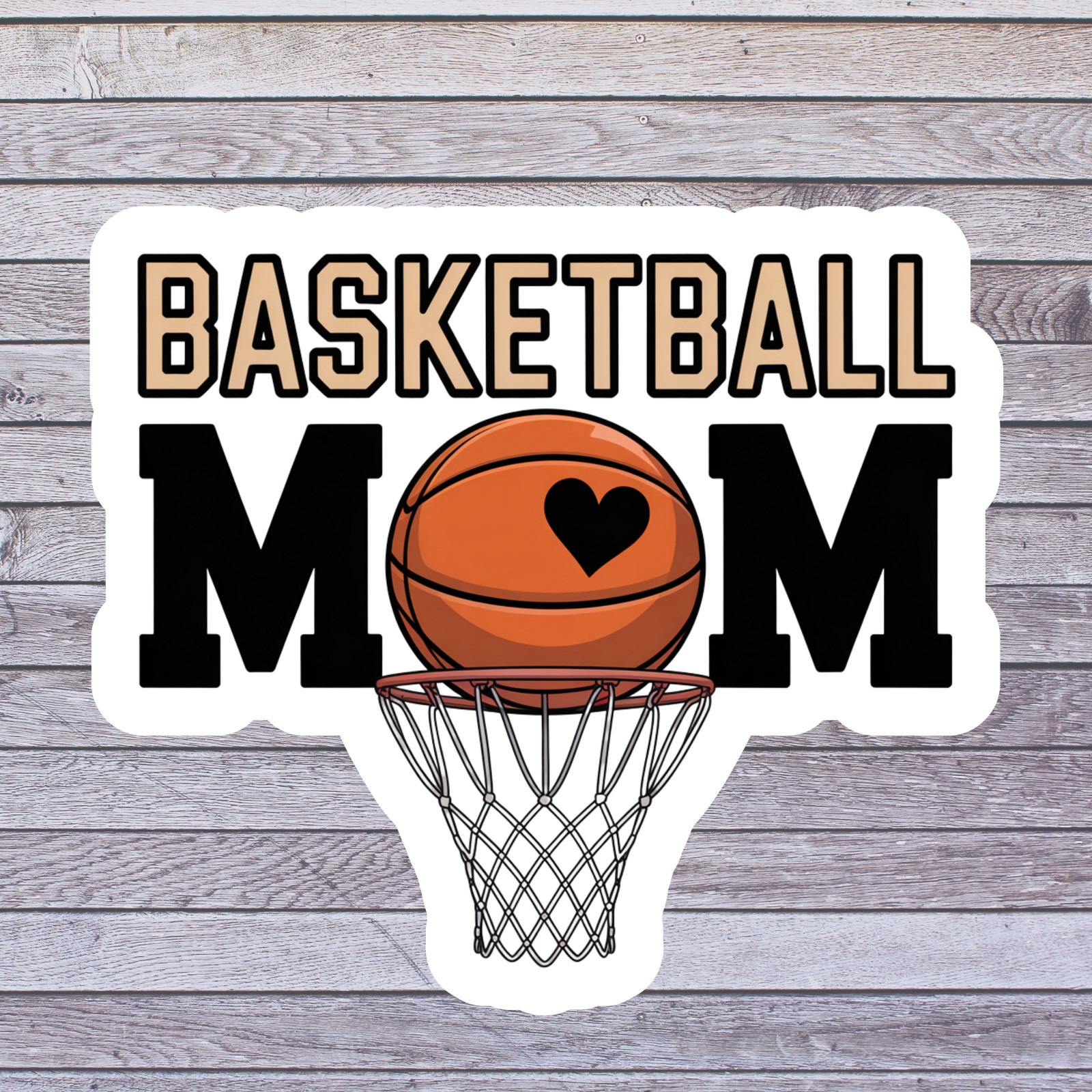 Basketball Mom Sticker Vinyl Decal Sports Mom Heart Hoop Game Day Gift