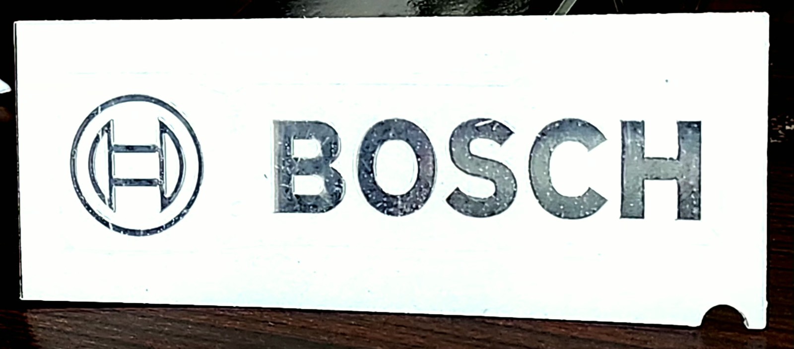 5 X AUTHENTIC BOSCH SILVER METALLIC VINYL DECAL STICKER. MADE IN BAVARIA GERMANY