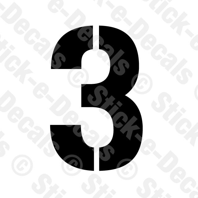 Number THREE 3 Vinyl Die Cut Decal Sticker – RACING NUMBER Custom Stencil GP