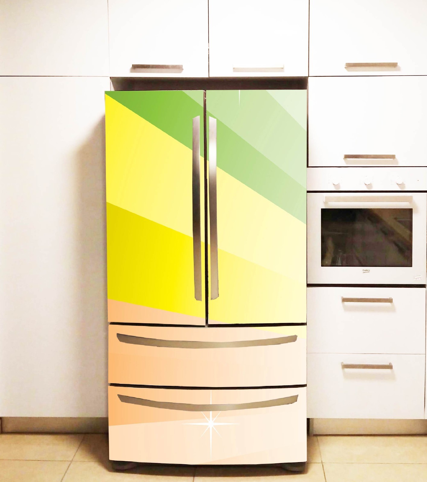 Modern Refrigerator Vinyl Wrap Kitchen Decor