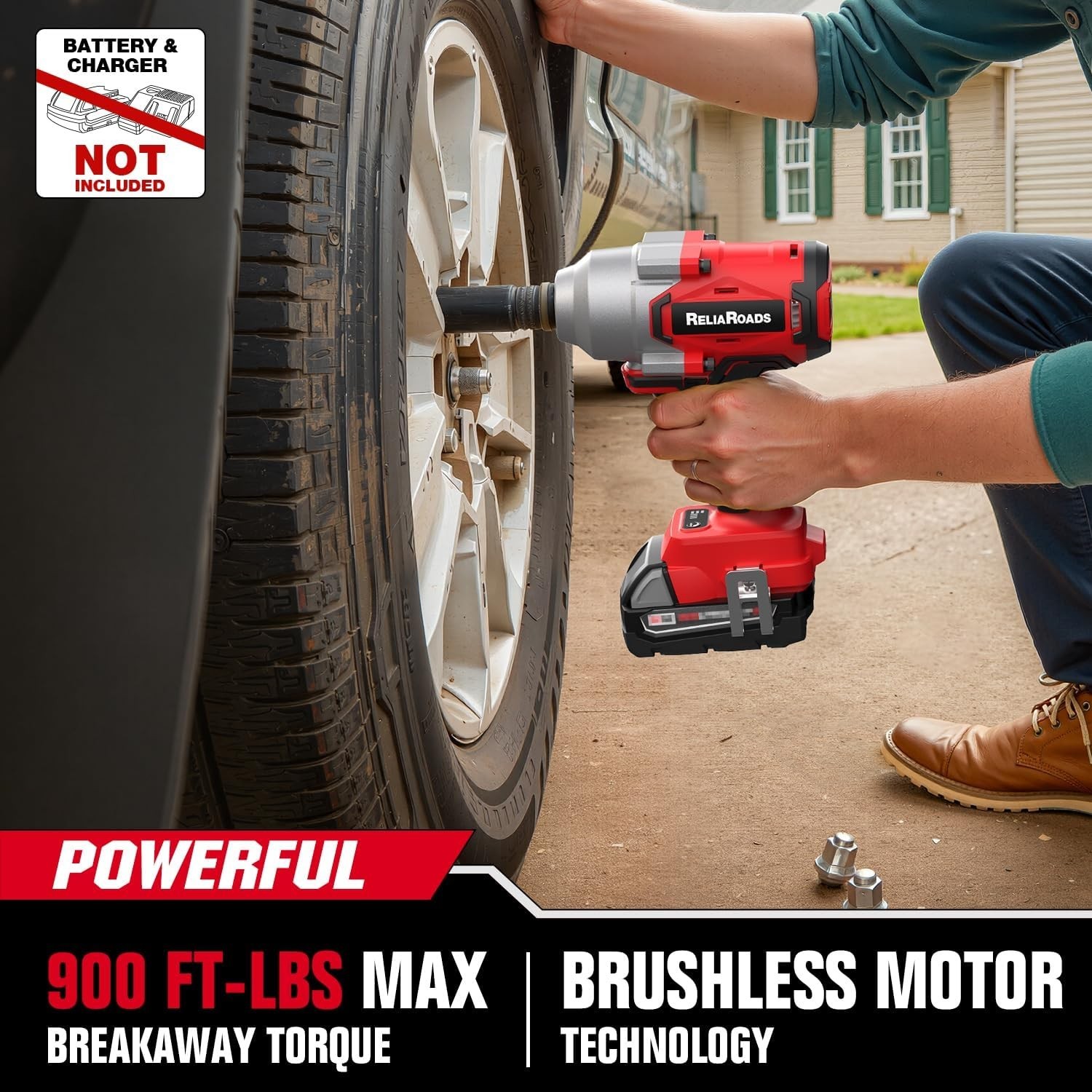 900 Ft-lbs Cordless Impact Wrench, 1/2 Inch Impact Gun Compatible MilWauke 18…