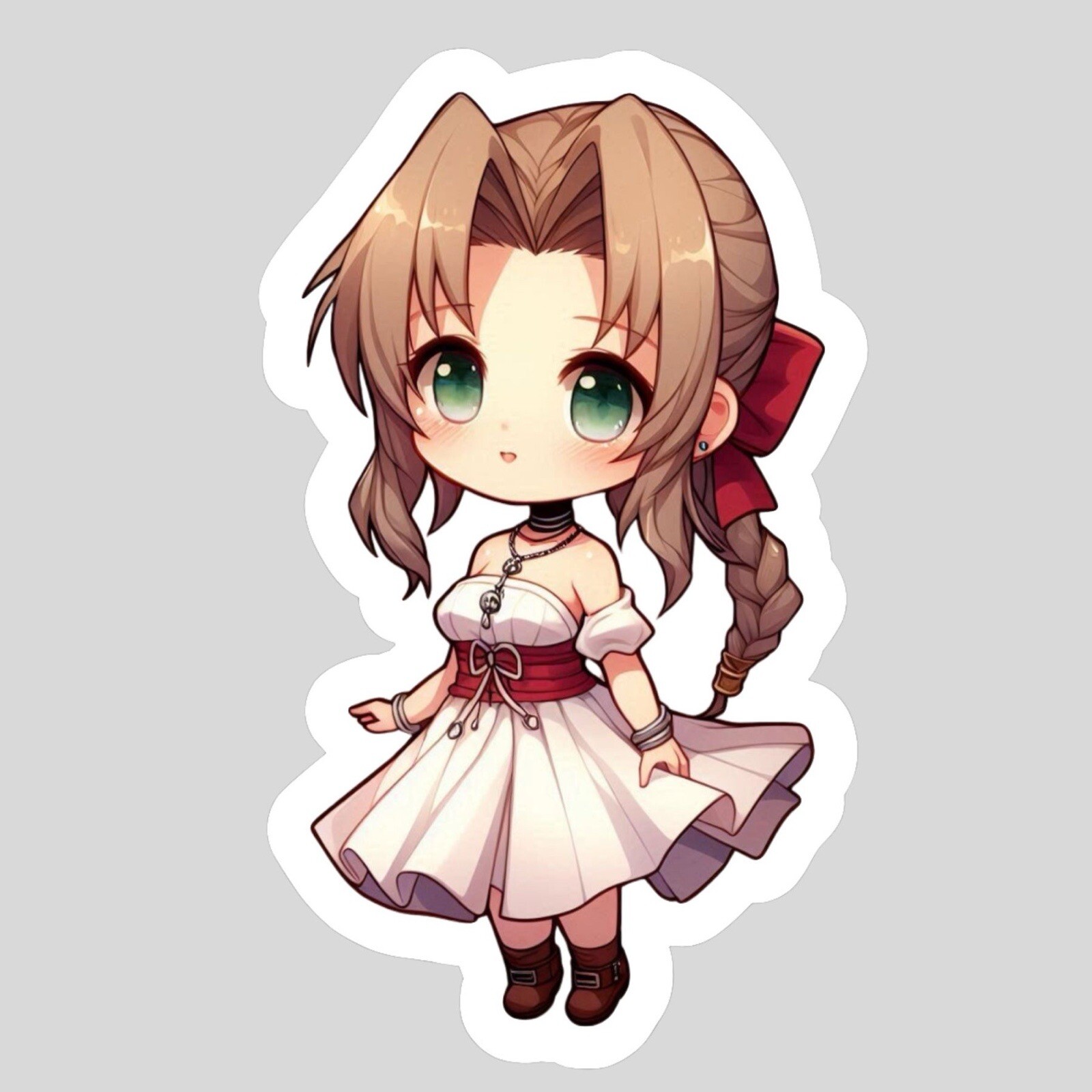 Aerith Gainsborough, Final Fantasy VII, FF7 Cute Glossy Vinyl sticker, Decal