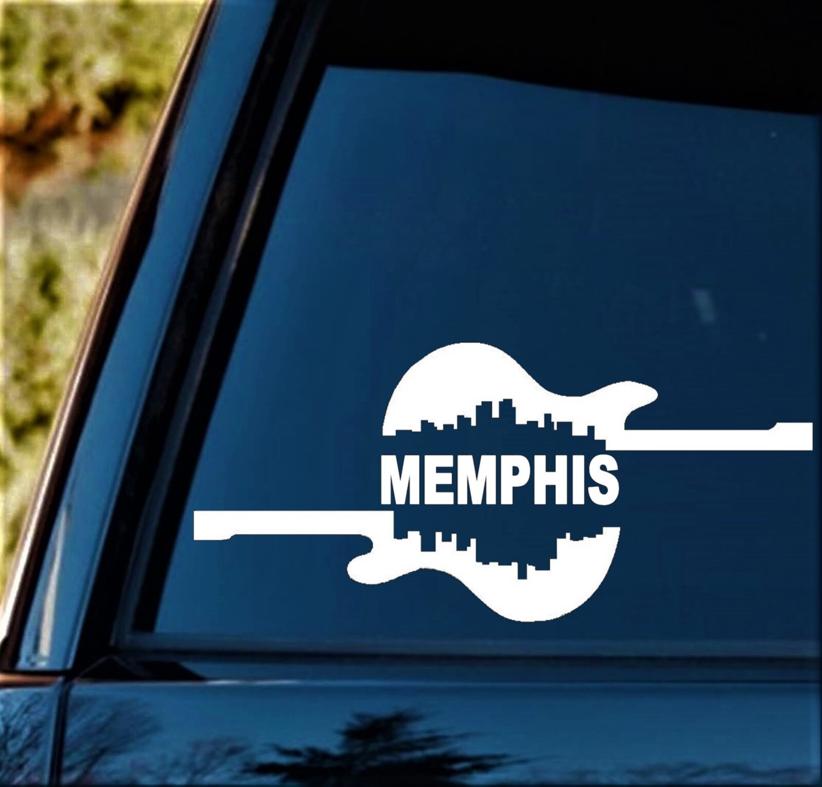 Memphis Electric Blues Guitar Decal Sticker Car SUV Rock Hard cafe Elvis B1017