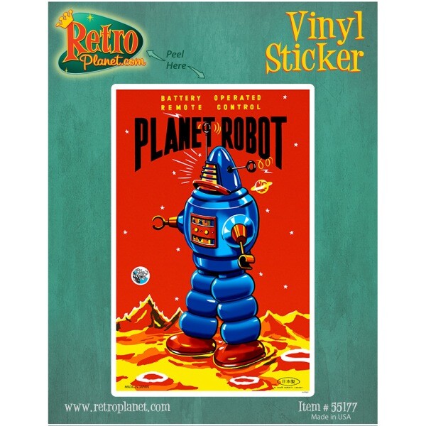 Planet Robot Vinyl Sticker Vintage Style Robby Toy Bumper Laptop Decal 3 x 4.6