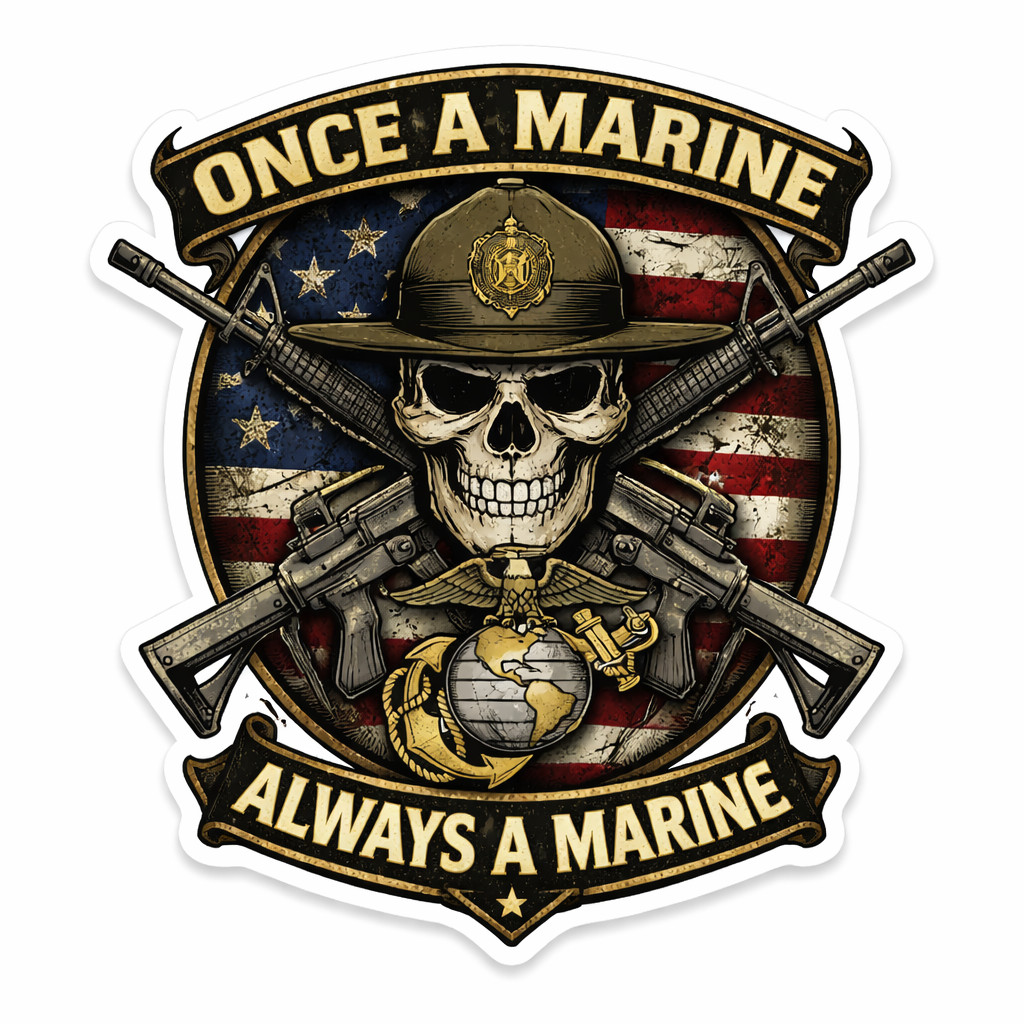 US Marine Corps Style Sticker Decal Veteran Military USA Flag Seal 09