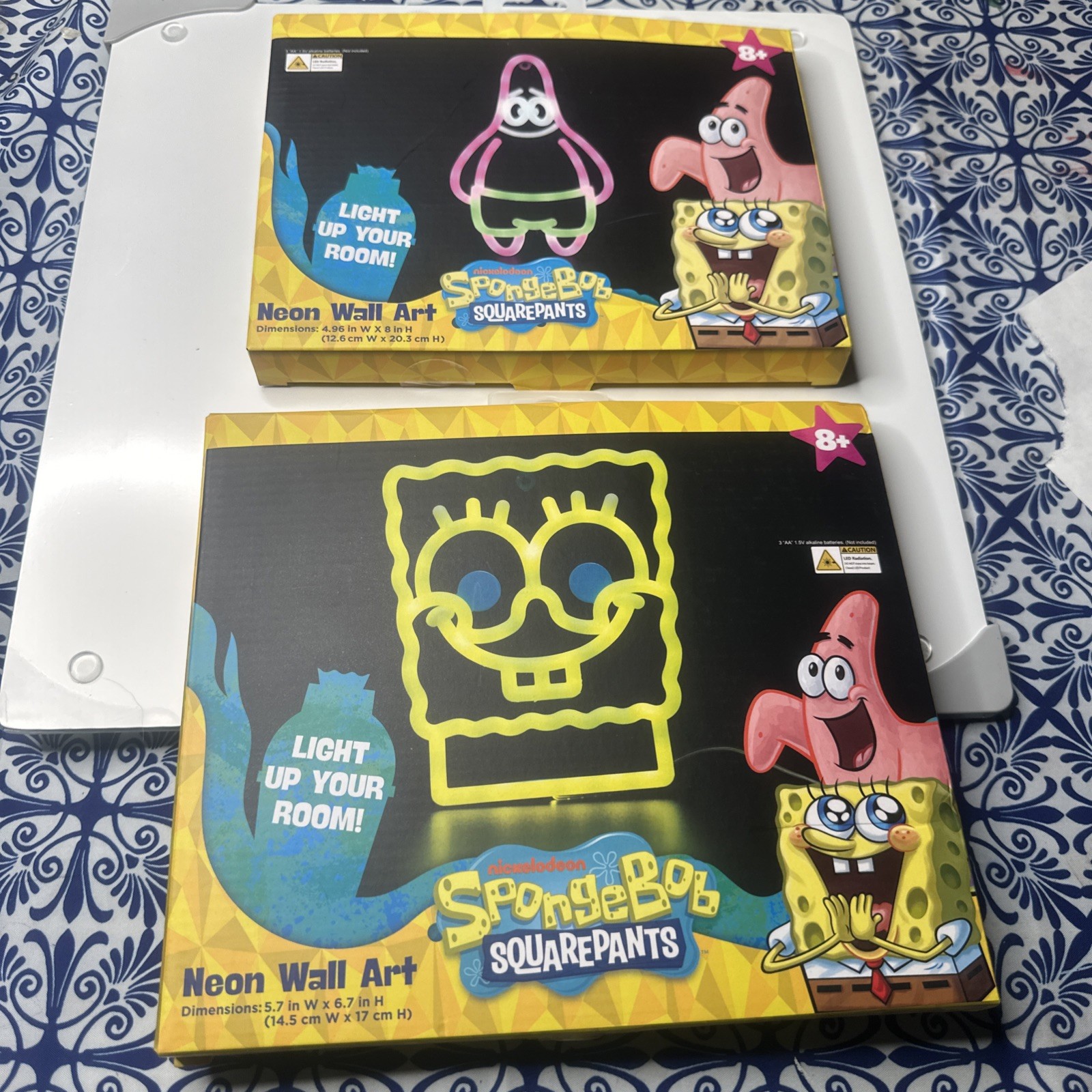 Set of 2 SpongeBob SquarePants and Patrick Neon Wall Art Nickelodeon (Brand New)