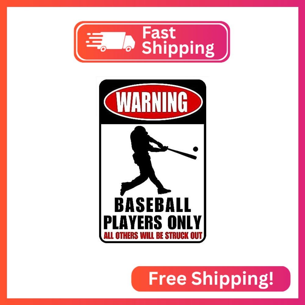 Baseball Decor Tin Sign Boys Room Poster, Metal Sports Sign, Wall Art Decor 12×8