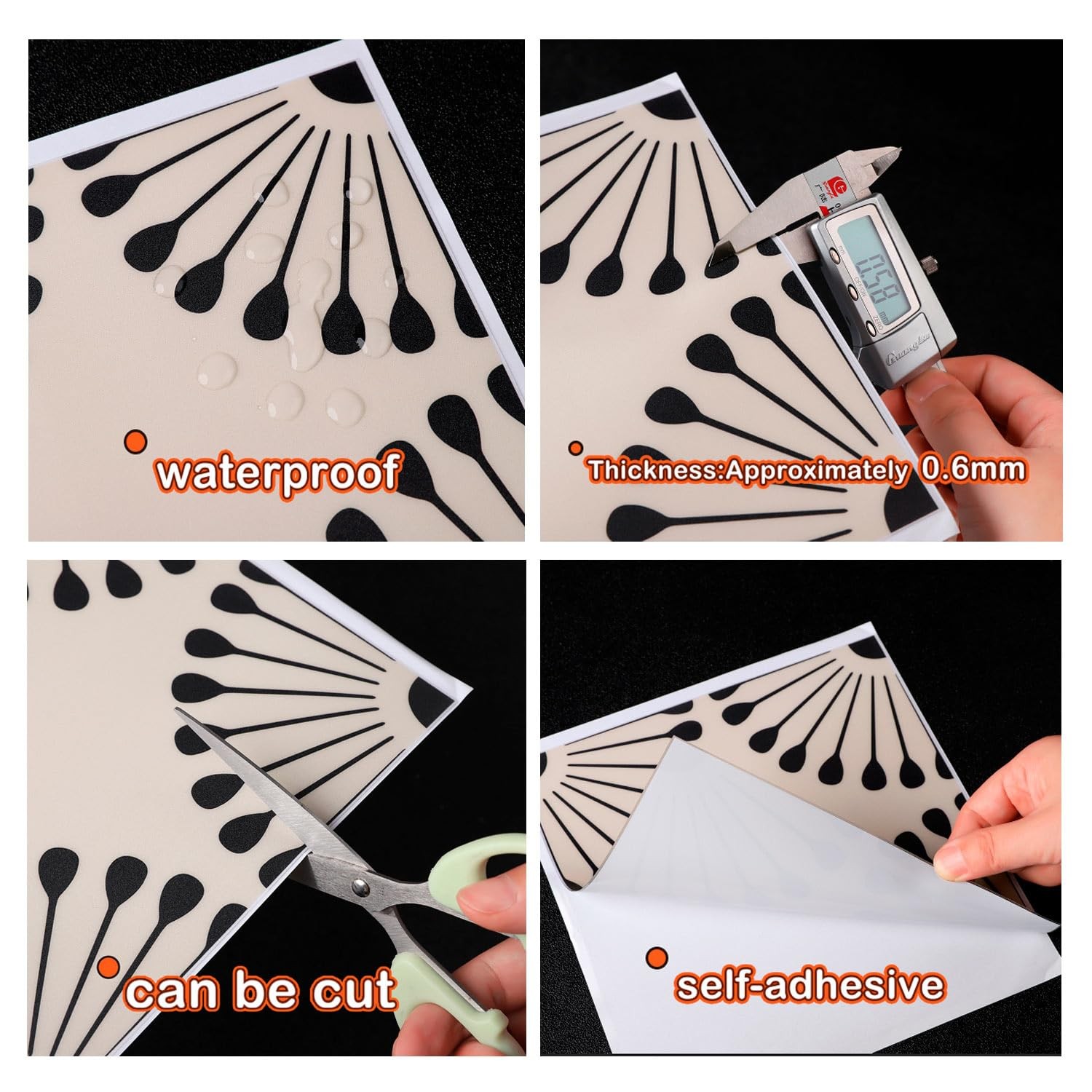 Peel & Stick Frosted Vinyl Tile Transfer Decal, 10pcs -Adhesive Tile Transfer…
