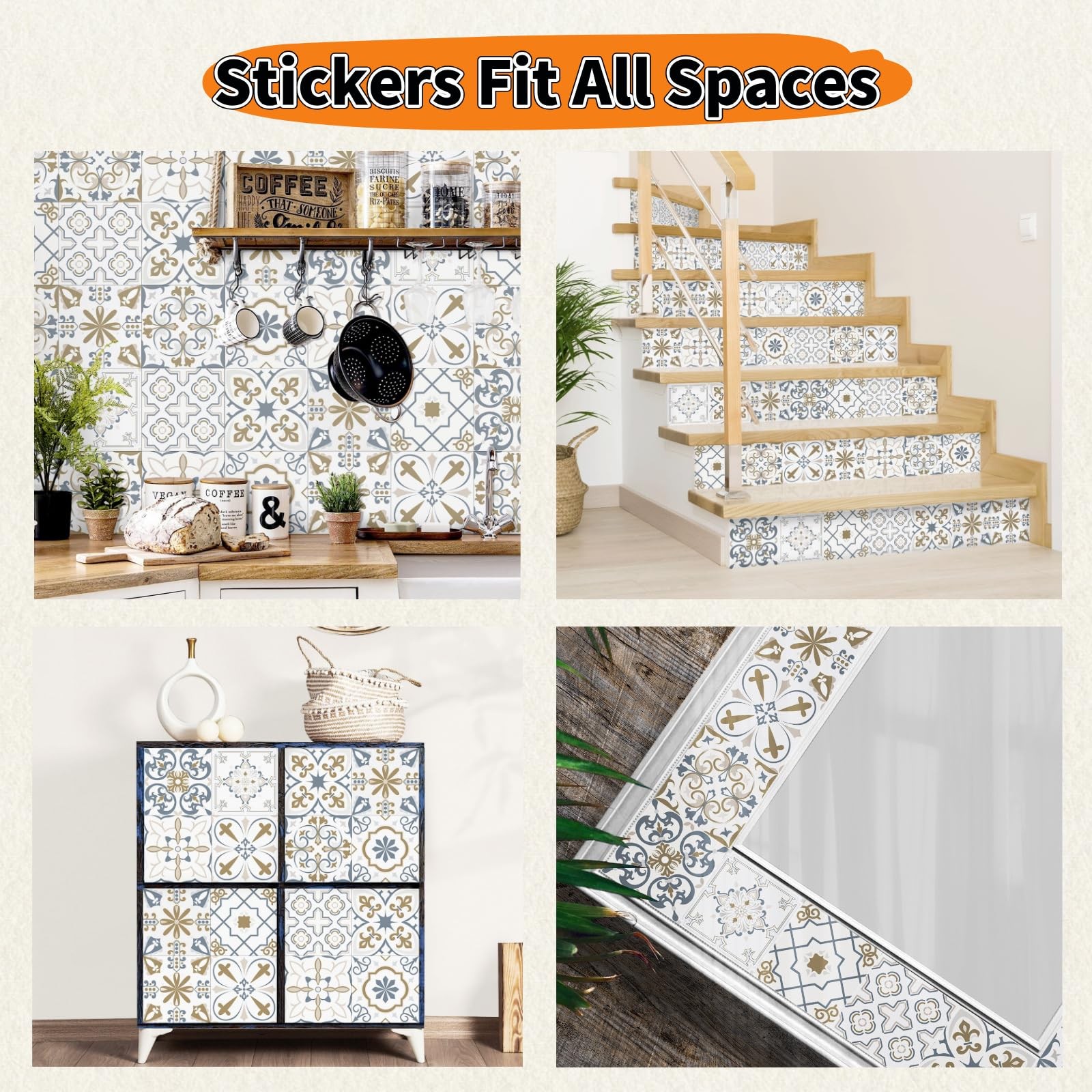 PVC Peel and Stick Tile Stickers 24Pcs Waterproof Removable Backsplash Wall D…