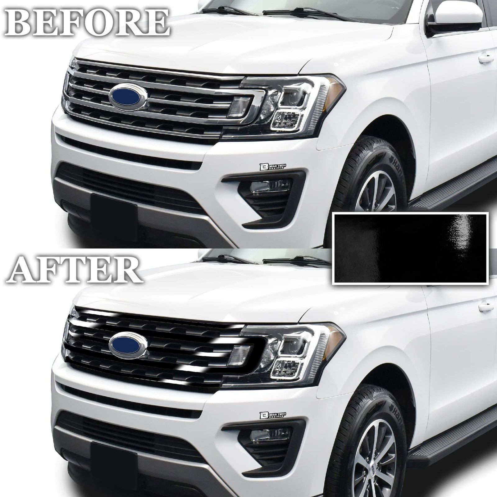 for Ford Expedition 2018-2021 Front Grille Chrome Delete – Precut Vinyl Overl…