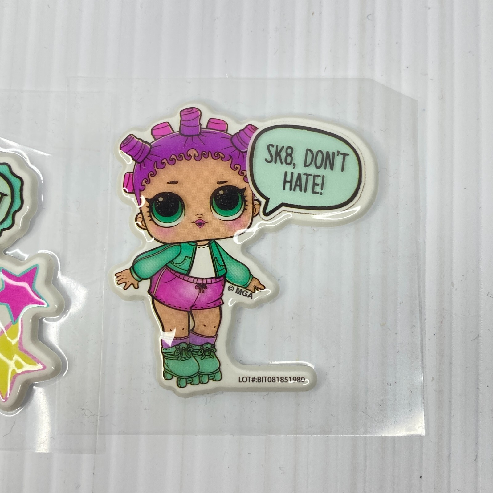 LOL Doll Stickers Set of 2 Sk8 Don't Hate 4 Shore Puff Stickers NEW