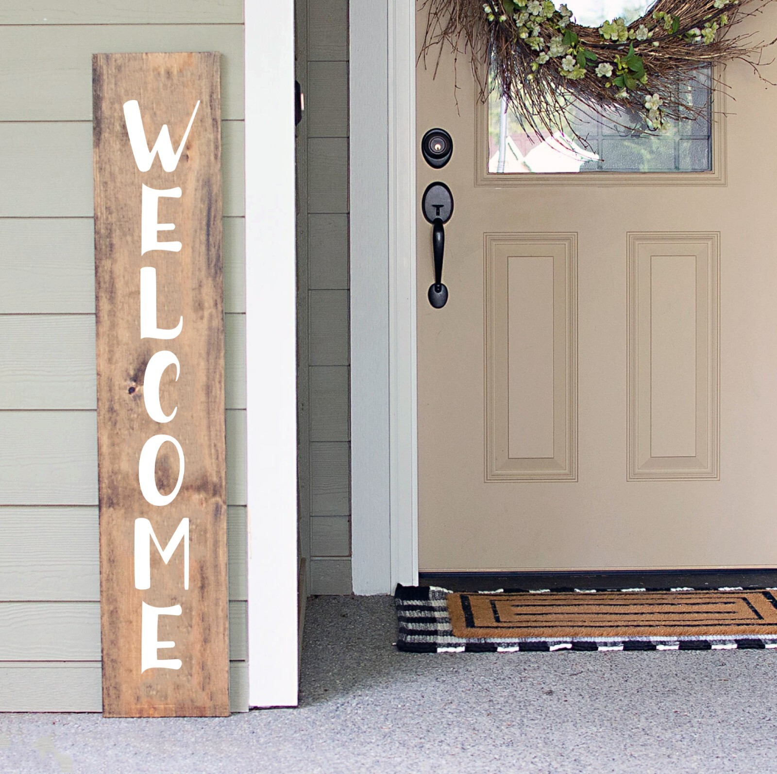 Welcome Vertical Vinyl Decal V11 – Front Porch Home – Die Cut Sticker
