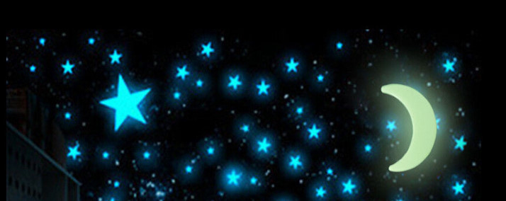 PKG of 200 GLOW IN THE DARK 1.25" to 1.5" Blue, Yellow, or Multi-Colored Stars