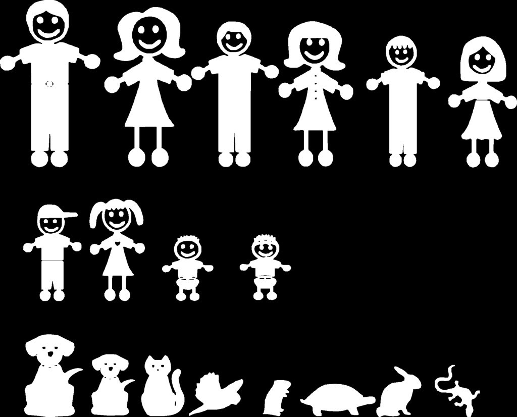 Set of 18 Stick Family Group D Vinyl Decal Sticker Car Window Wall