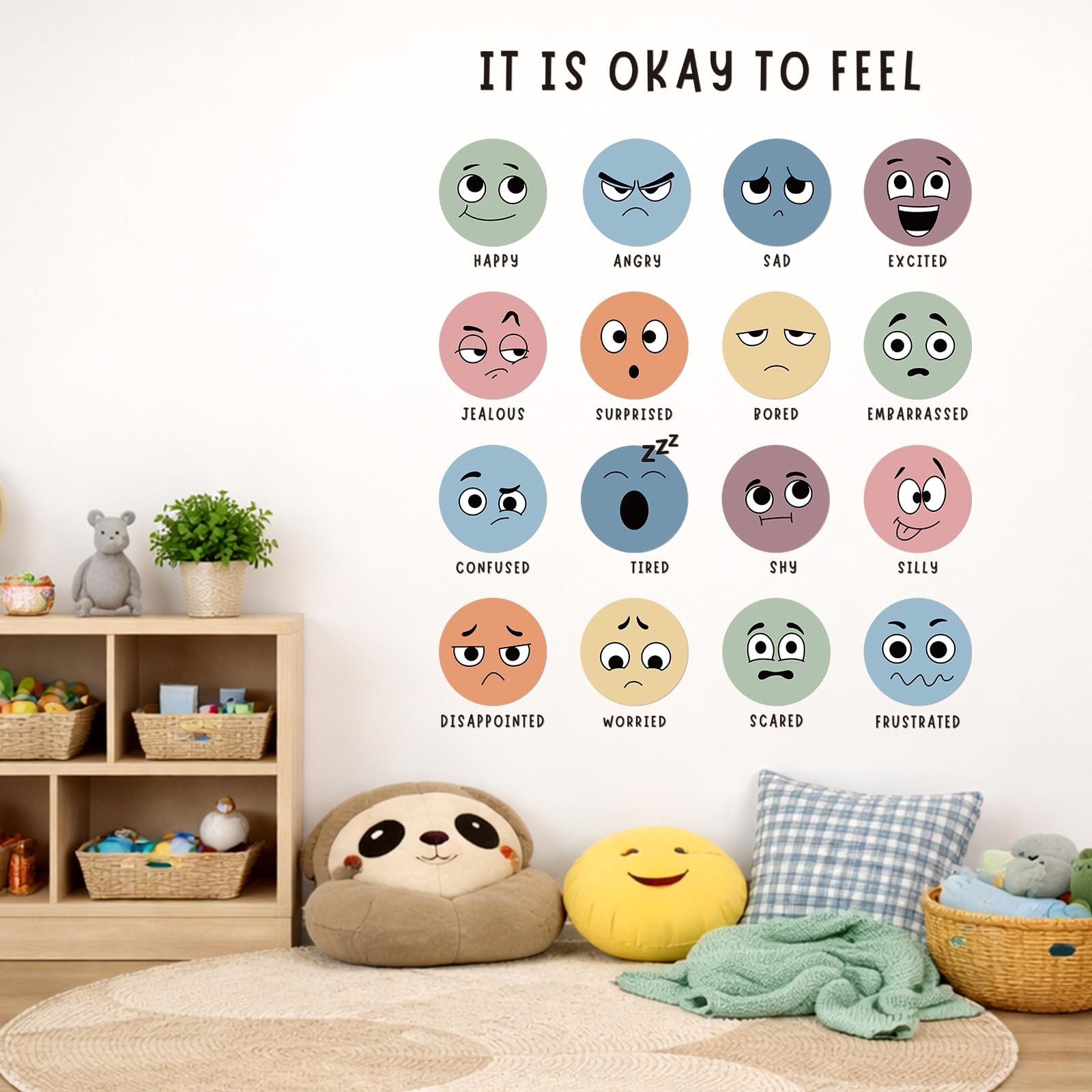 Feeling Emotion Chart Wall Decals Large Classroom Calm Down Corner It is Ok t…
