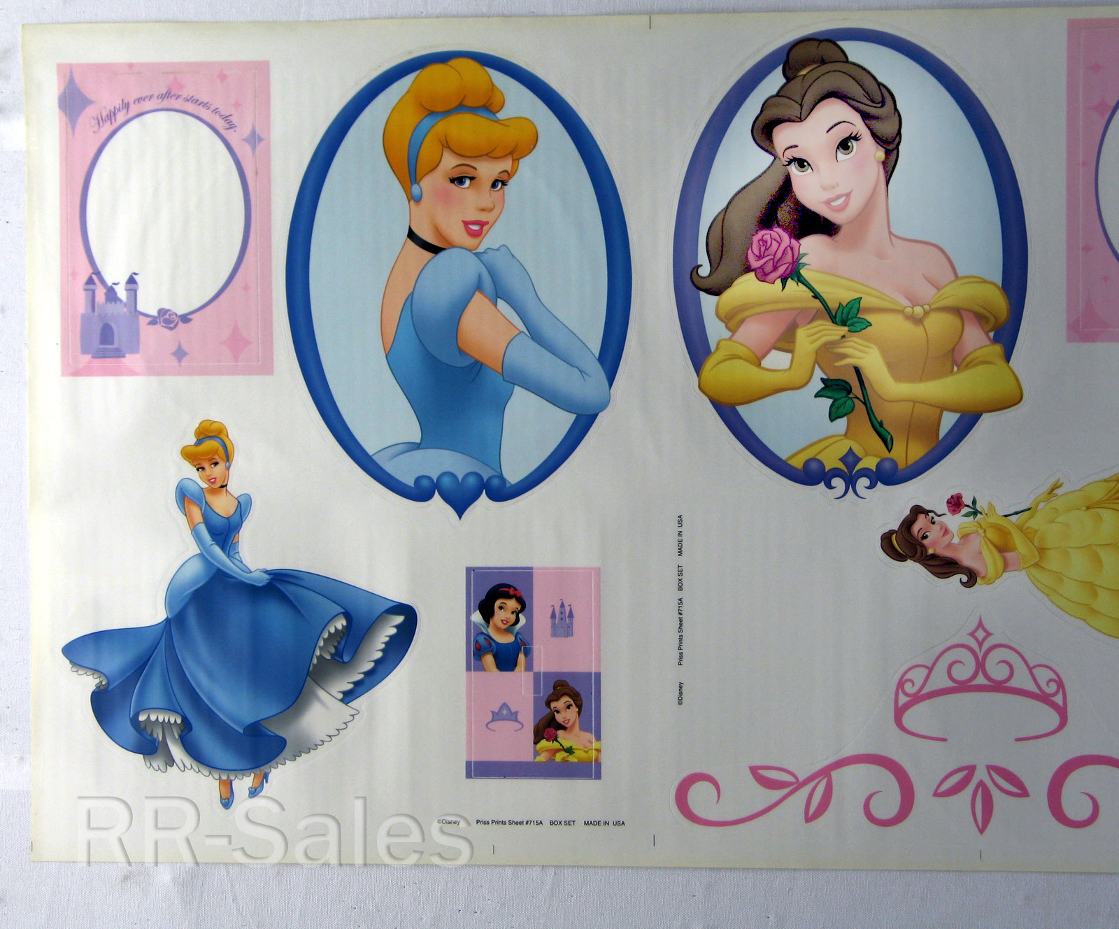Disney Princess Wall Sticker Decals Party Room Decor Bell Cinderella Snow White