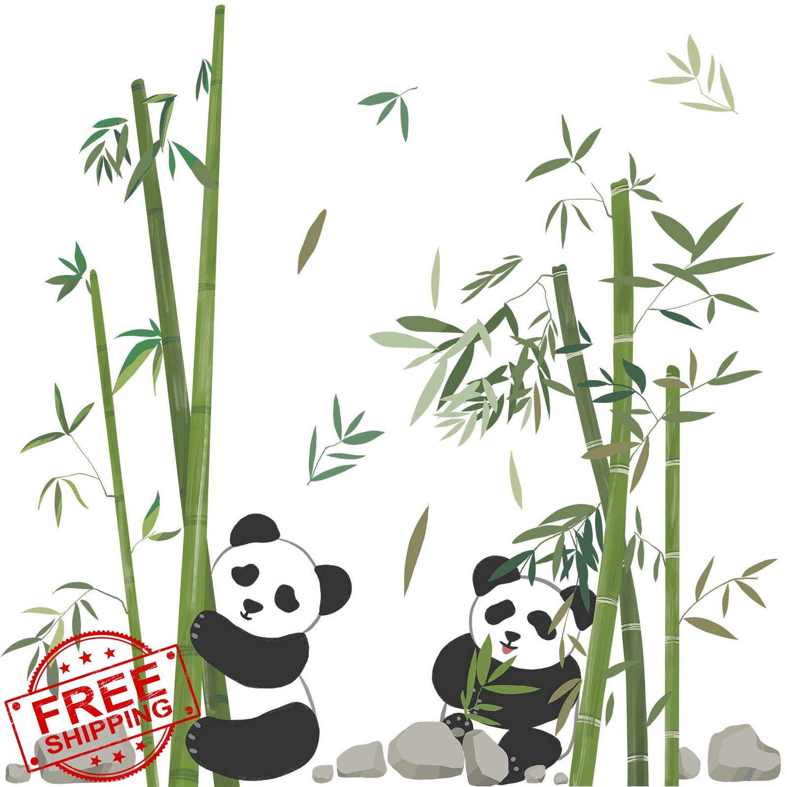 Panda Bamboo Wall Decals Cartoon Living Room Bedroom 2x12x36