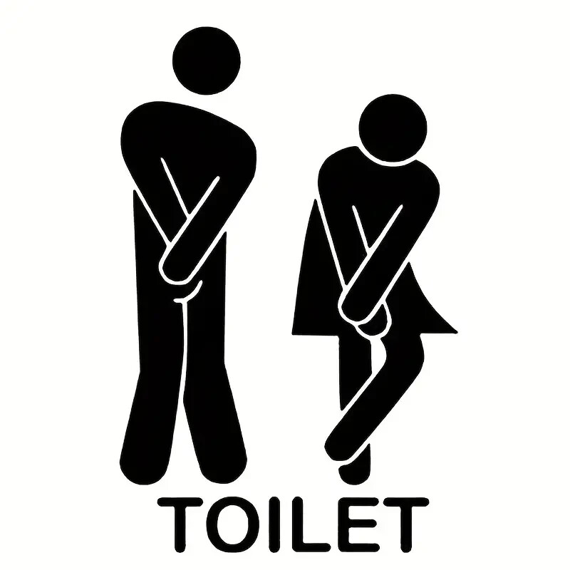 Fun Toilet Entrance Door Wall Vinyl Sticker Sign Notice, Waterproof Weatherproof