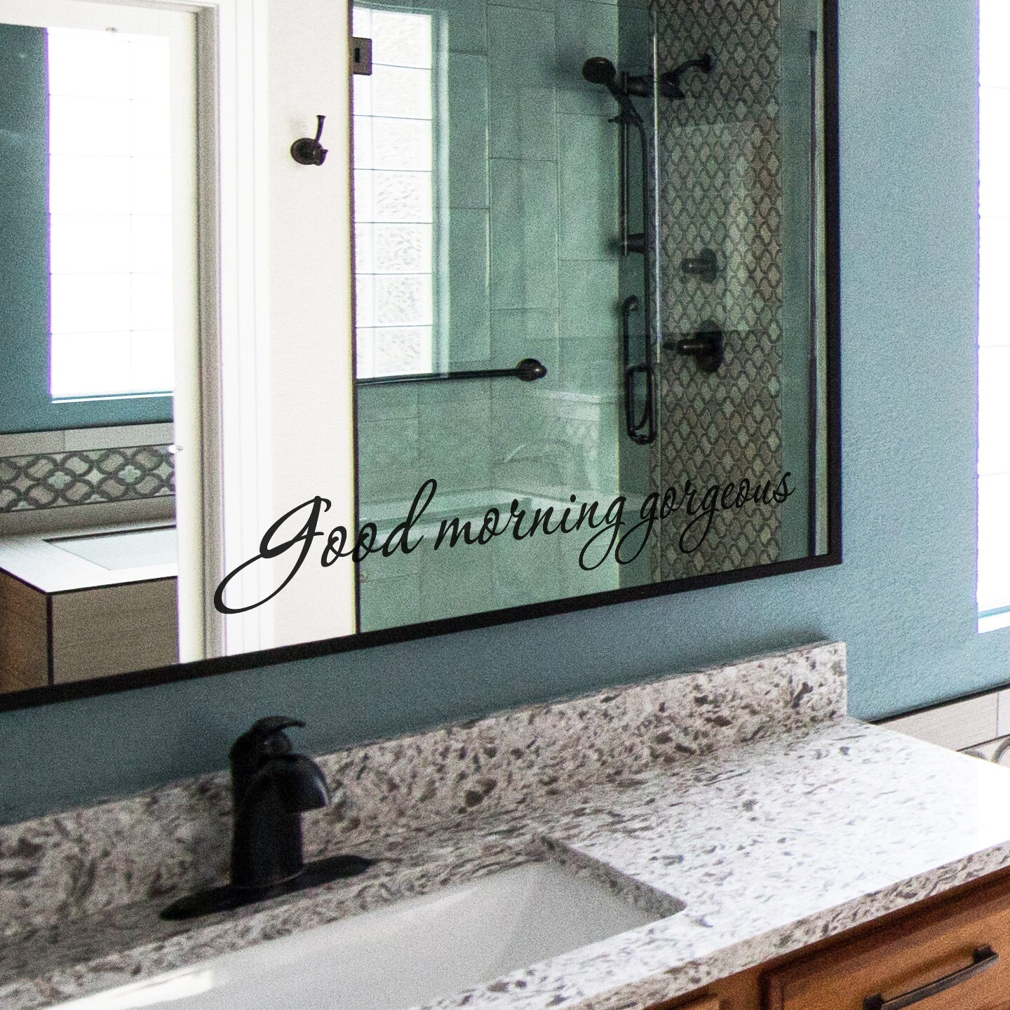 Good morning gorgeous wall decal love quote sticker bedroom bathroom 22×4 inches