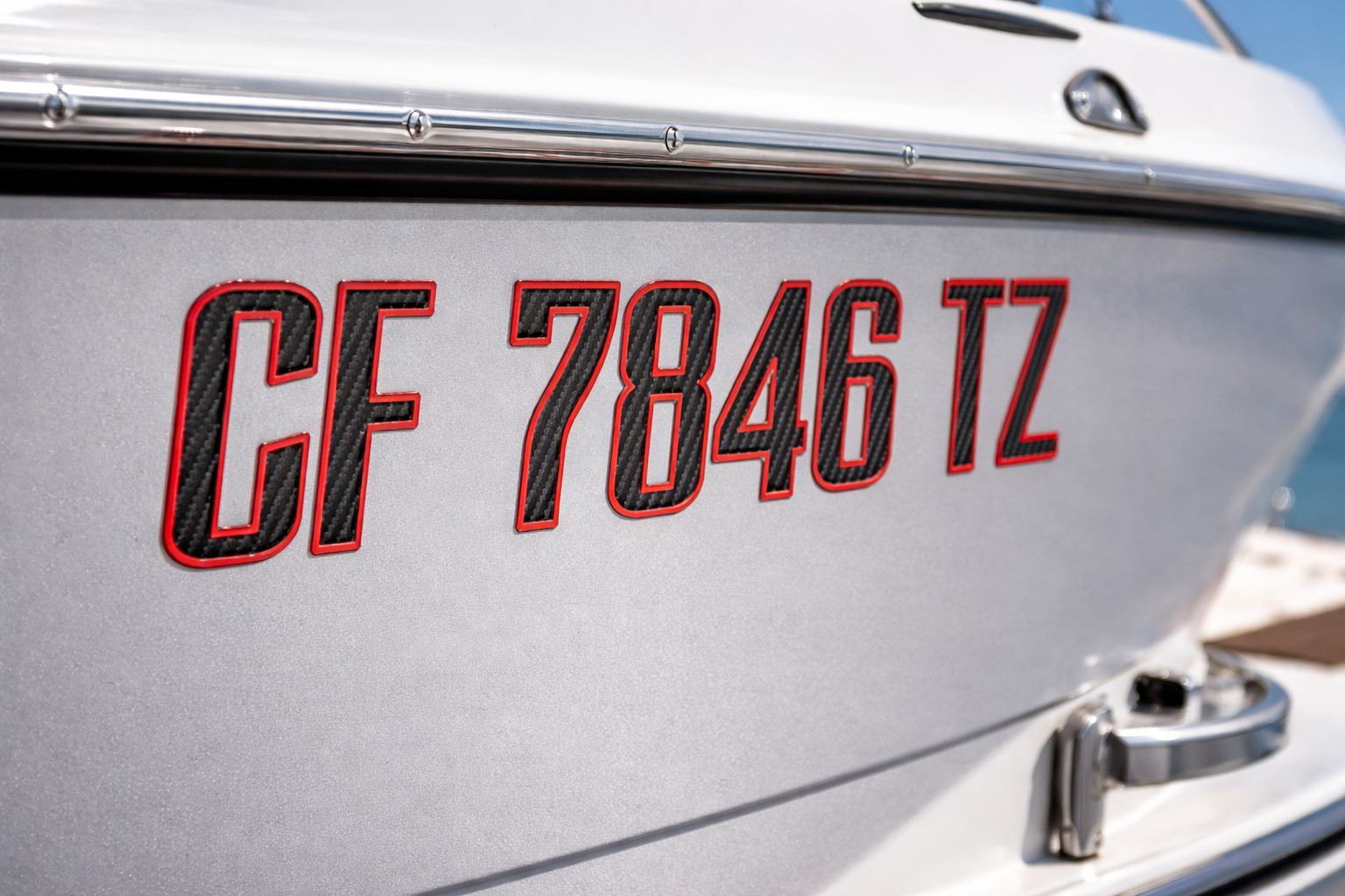 BOAT PWC LETTERS & NUMBERS REGISTRATION – RAISED CARBON FIBER 3D DECALS