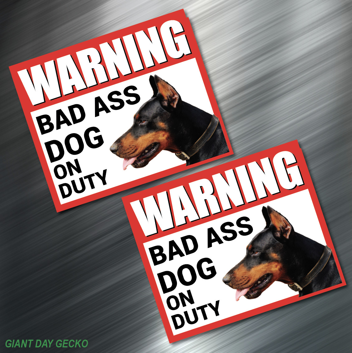 (2) TWO BAD ASS DOG Decal Stickers Car WARNING K9 German Shepard DOBERMAN Pero
