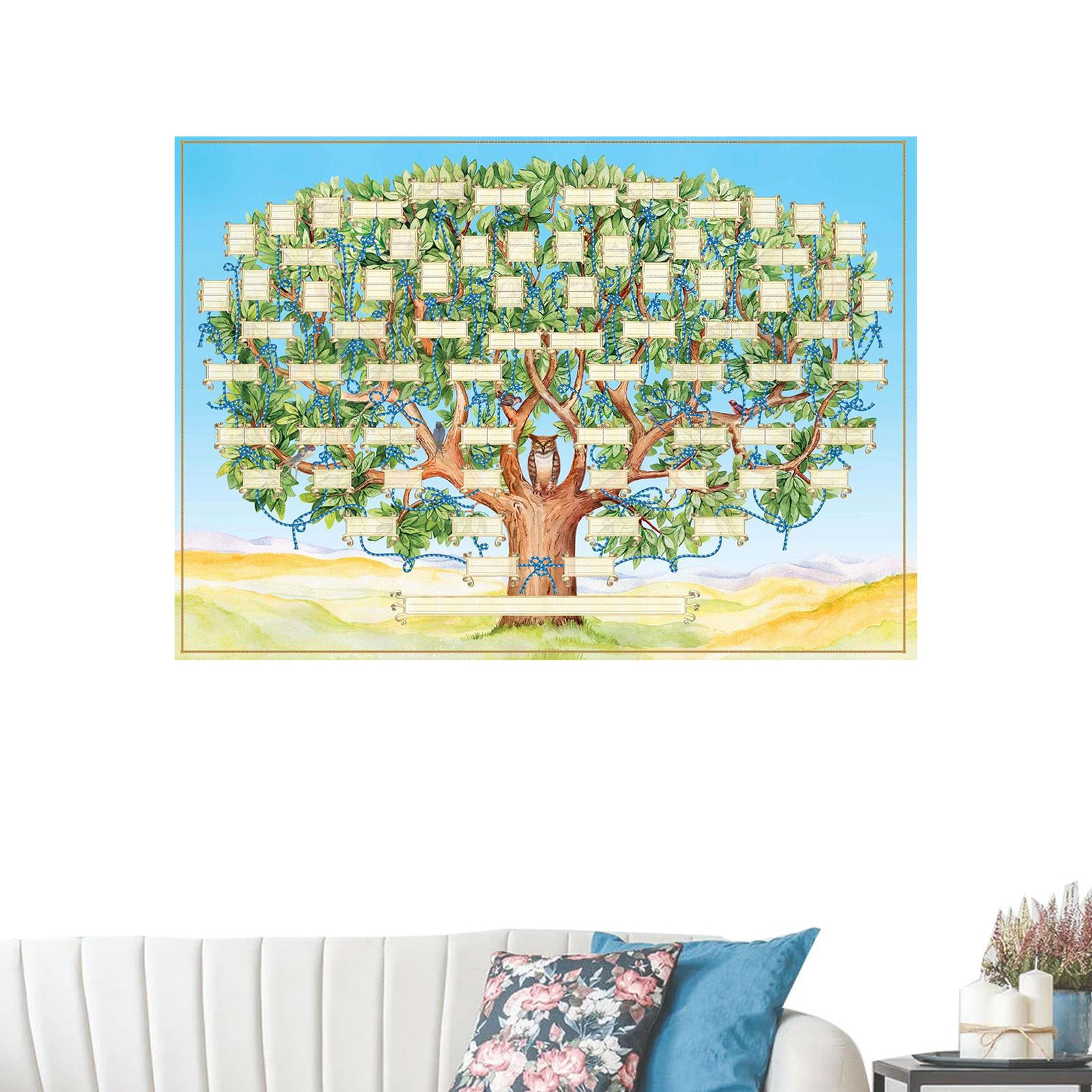 Family Tree Diagram Genealogy Blank Fillable Chart Wall Hanging Decor Poster