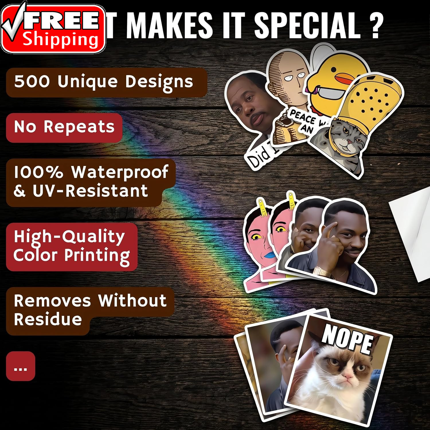 500 Pcs Funny Stickers for Adults & Teens – Trendy Meme Sticker, VSCO Vinyl Deca