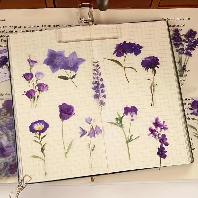 Lightweight Durable Easy to Install Purple Series Decorative Flower Pet Stickers